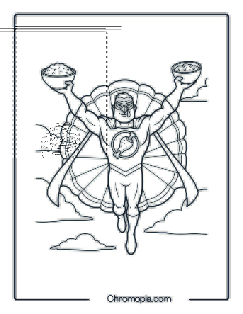 Thanksgiving Superheroes – Turkey Superman Coloring Sheet