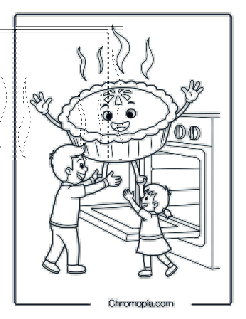 Baking Pies Together Coloring Page