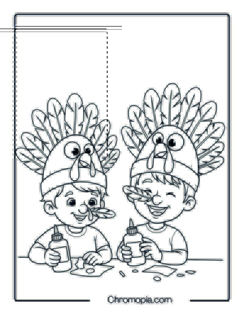 Crafting Turkey Hats Coloring Page
