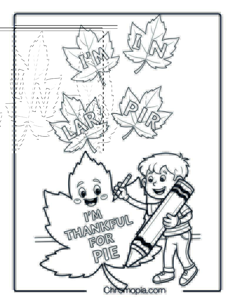 Drawing Thankful Leaves Coloring Sheet