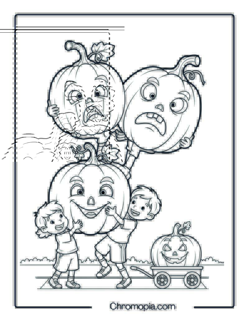 Picking Pumpkins at the Patch Coloring Sheet