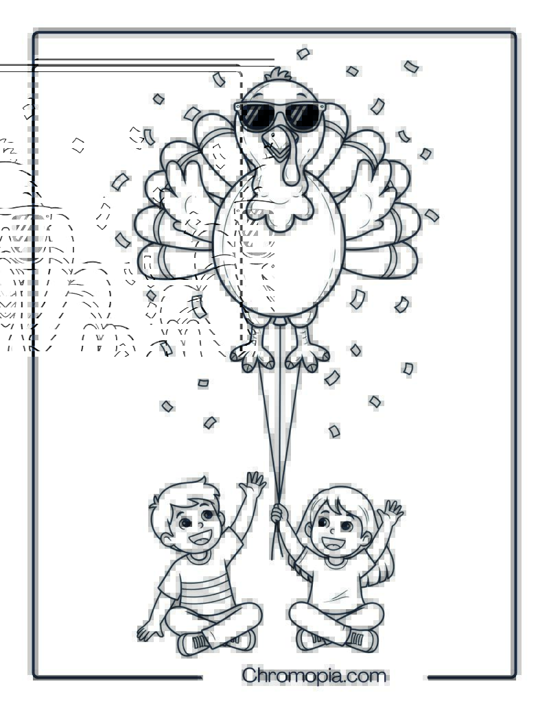Watching Thanksgiving Parade Coloring Sheet