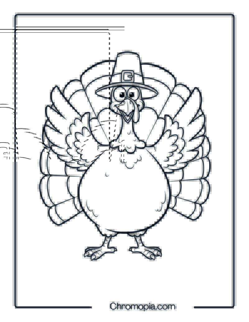Cartoon Pilgrim Turkey Coloring Page