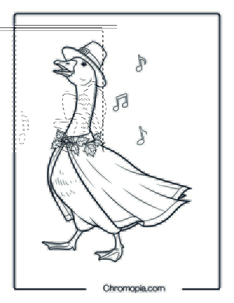Harvest Parade Goose Wearing Pilgrim Cape Coloring Sheet
