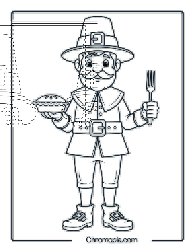 Pilgrim Man with Hat Coloring Page