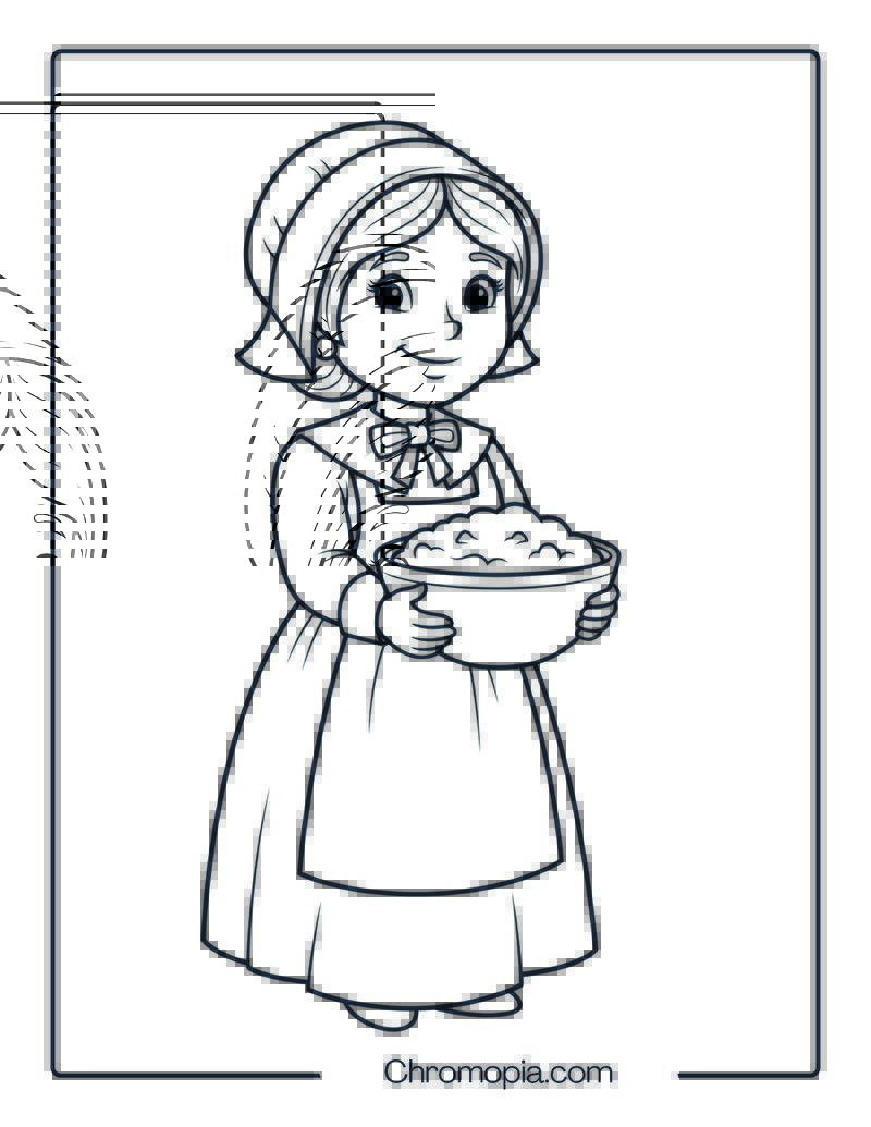 Pilgrim Woman with Bonnet Coloring Sheet
