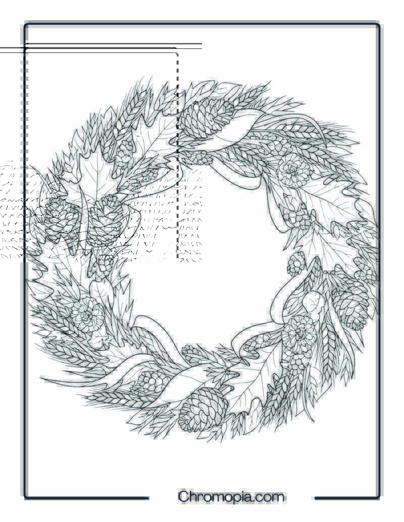Ultra Realistic Fall Wreath Coloring Sheet