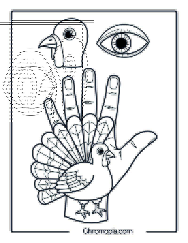 Ultra Realistic Handprint Turkey Craft Coloring Sheet