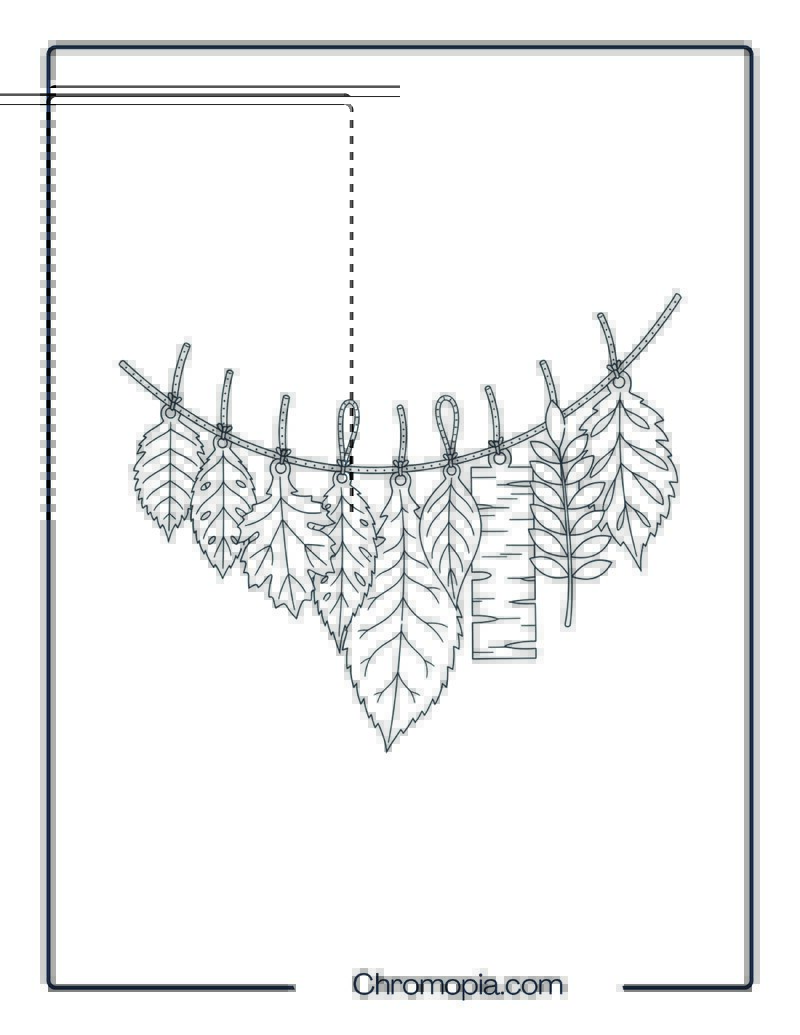 Ultra Realistic Paper Leaf Garland Coloring Sheet