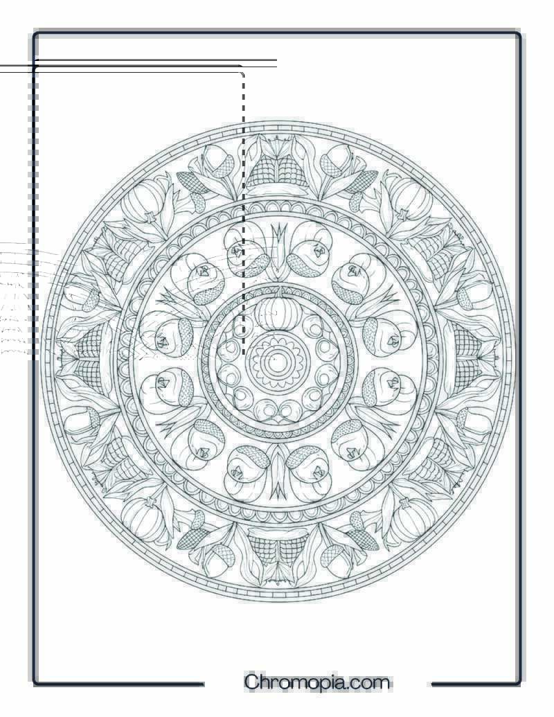 Ultra Realistic Thanksgiving Mandala Pattern Coloring Sheet