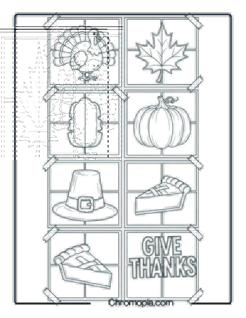 Ultra Realistic Thanksgiving Window Decor (Paper Cutouts) Coloring Sheet