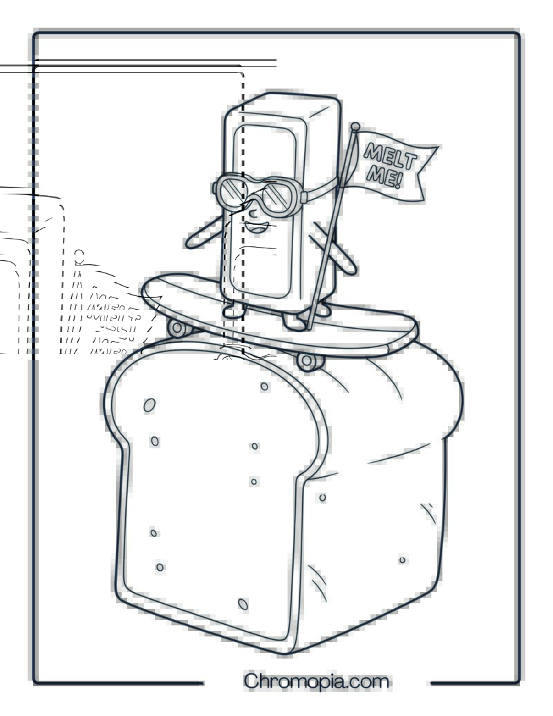 Butter Stick Sliding on Bread Coloring Page