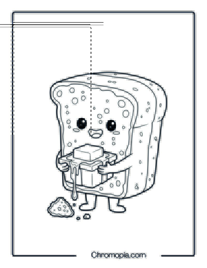 Cartoon Cornbread Holding Butter Coloring Sheet