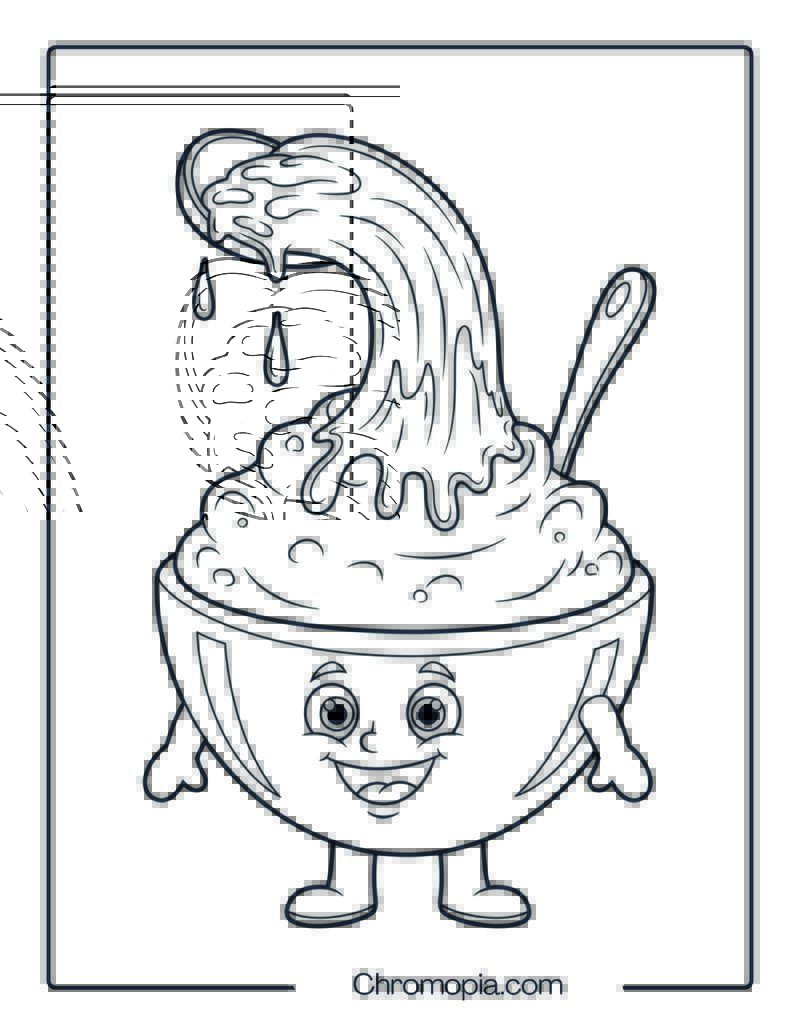Cartoon Mashed Potatoes with Gravy Face Coloring Sheet