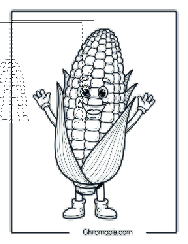 Corn on the Cob Smiling Coloring Sheet