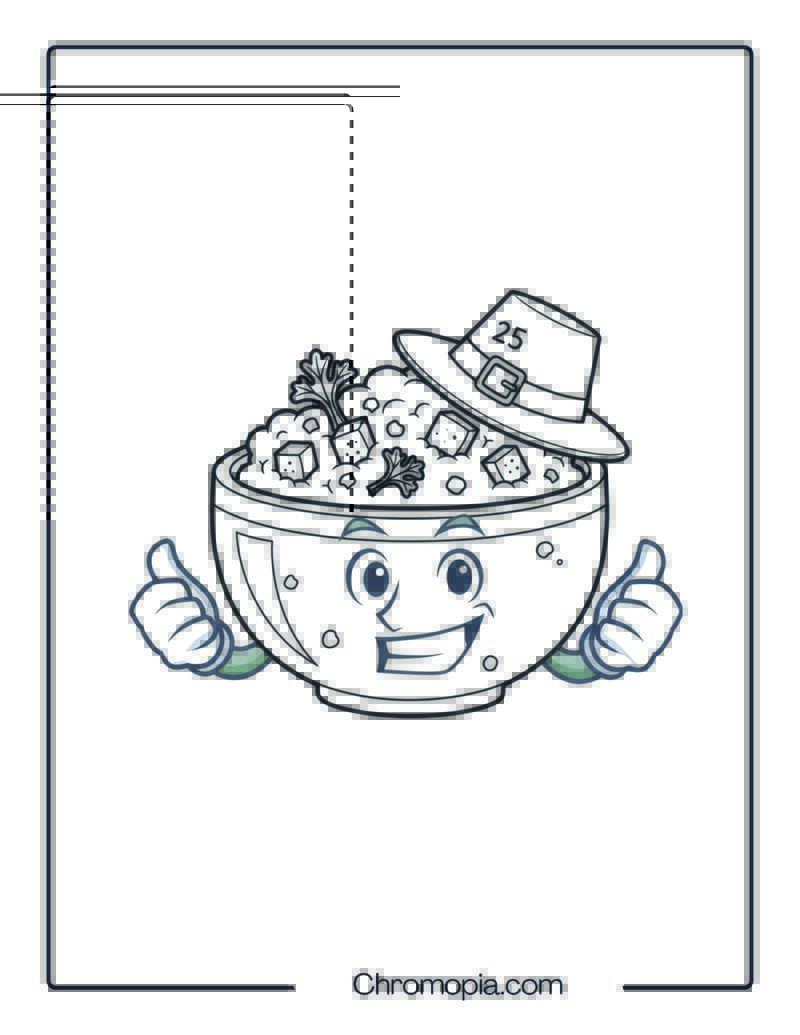 Funny Stuffing Bowl Character Coloring Page
