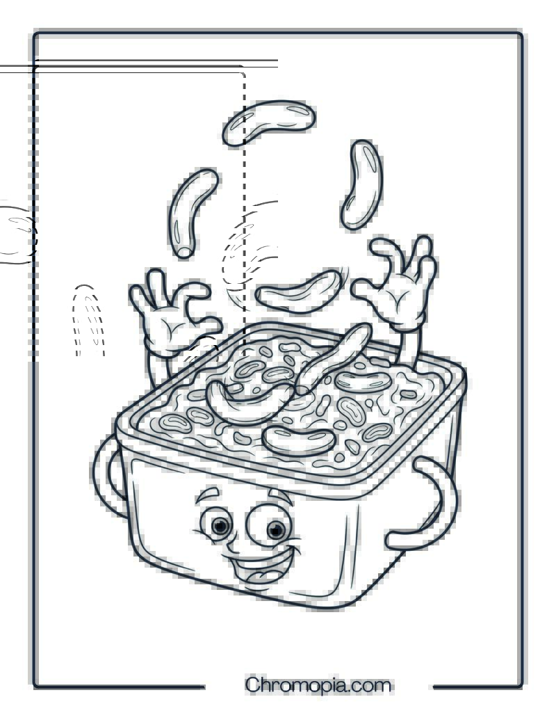 Green Bean Casserole Character Coloring Page