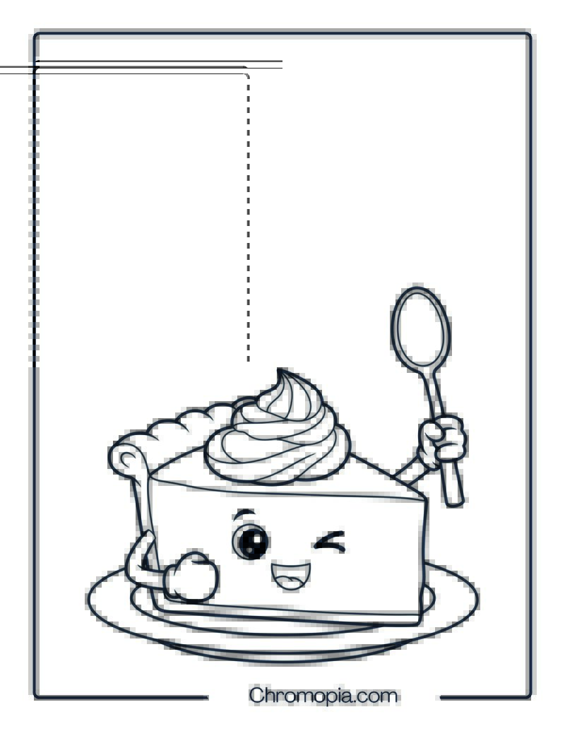 Pumpkin Pie with Whipped Cream Coloring Sheet