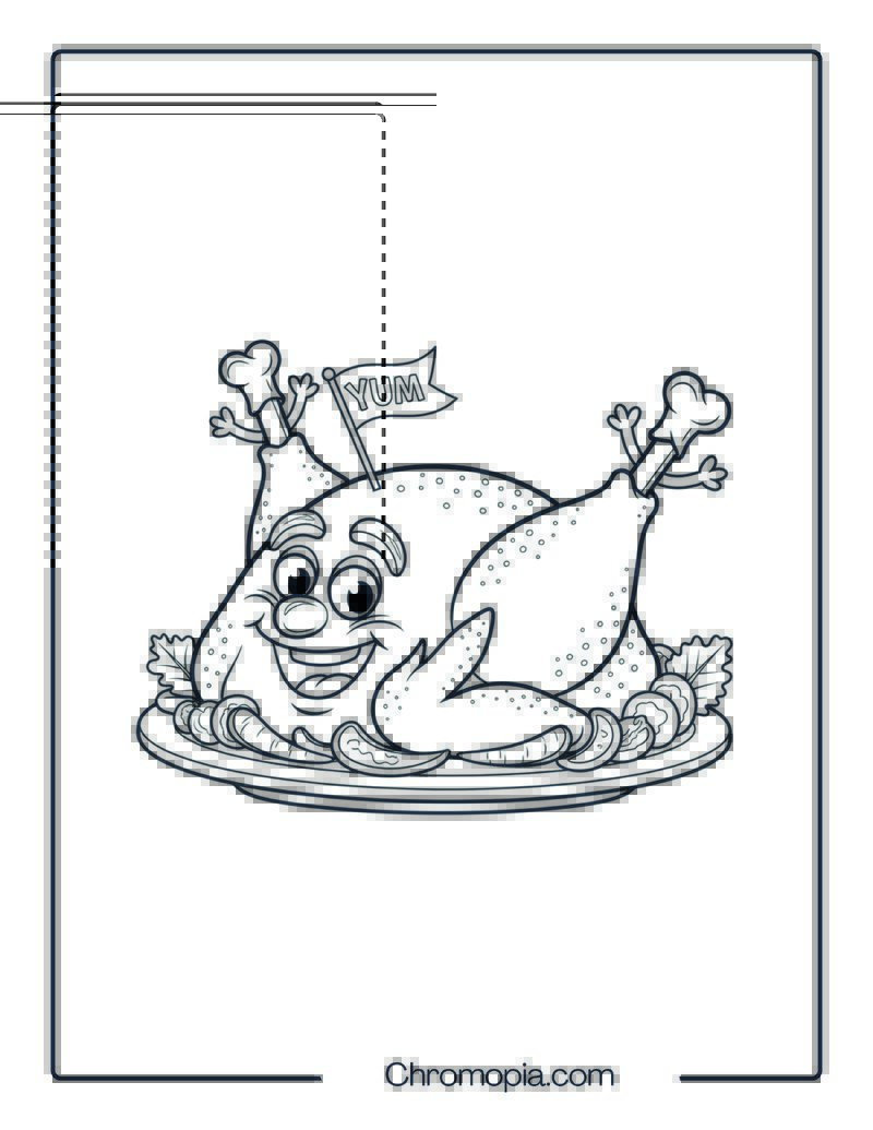 Roast Turkey Dinner Coloring Page for Kids