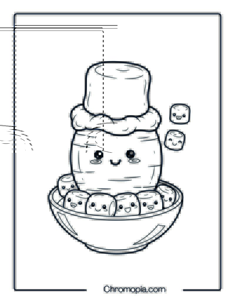 Sweet Potato Wearing Marshmallow Hat Coloring Page
