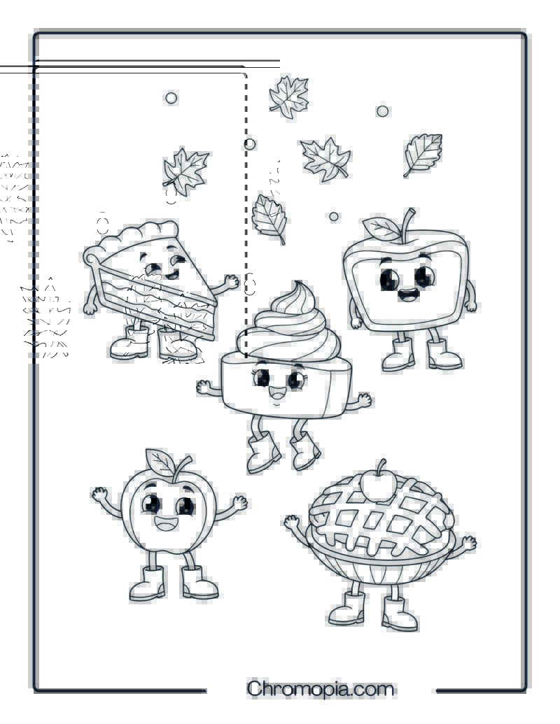 Thanksgiving Dessert Dance Party Coloring Sheet