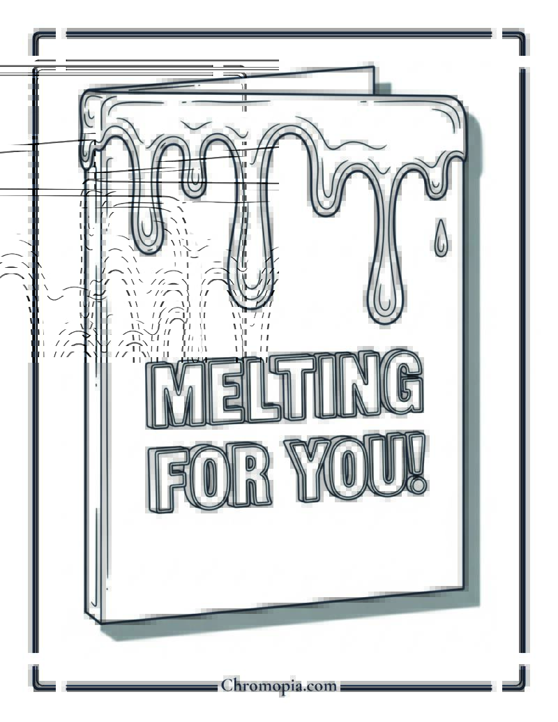 Melting Chocolate Drip Card Coloring Sheet