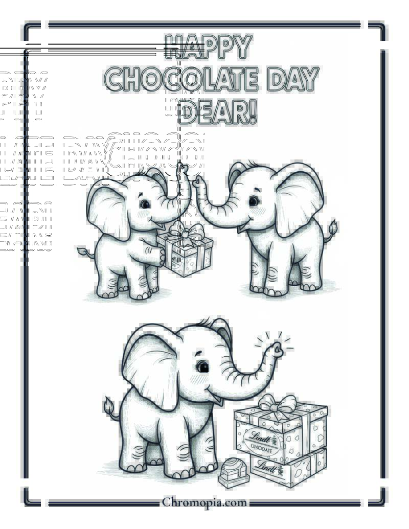 Elephant Chocolate Delivery Coloring Sheet