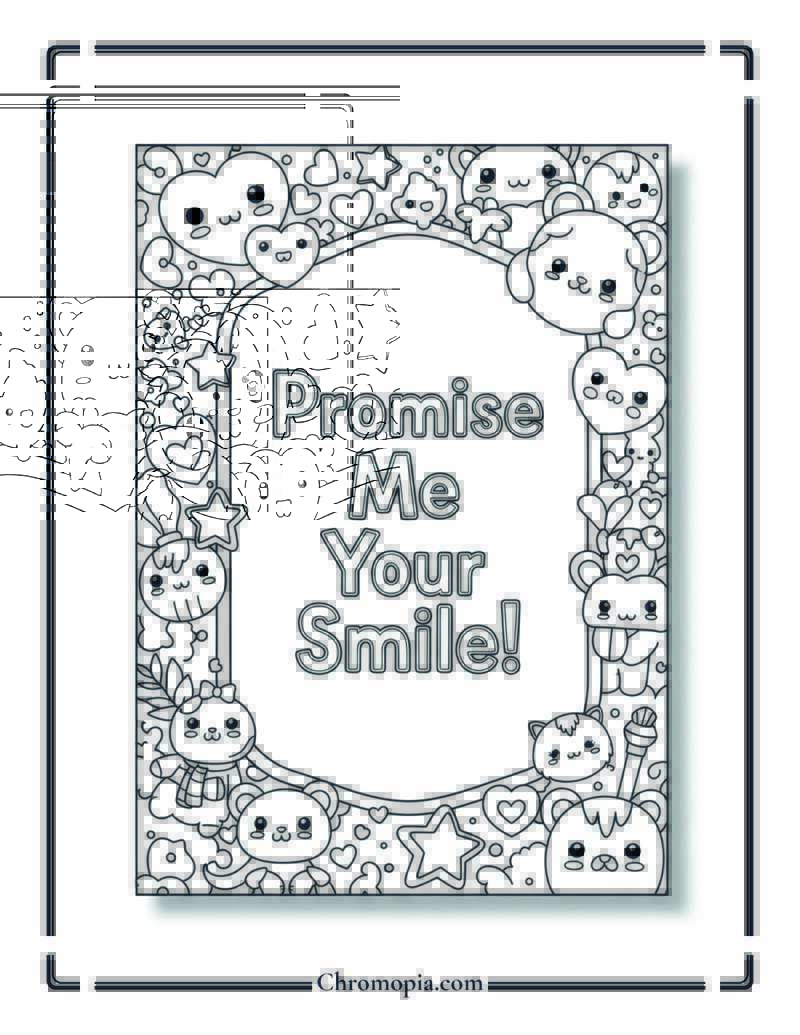 Cute Doodle Art Promise Card Coloring Sheet
