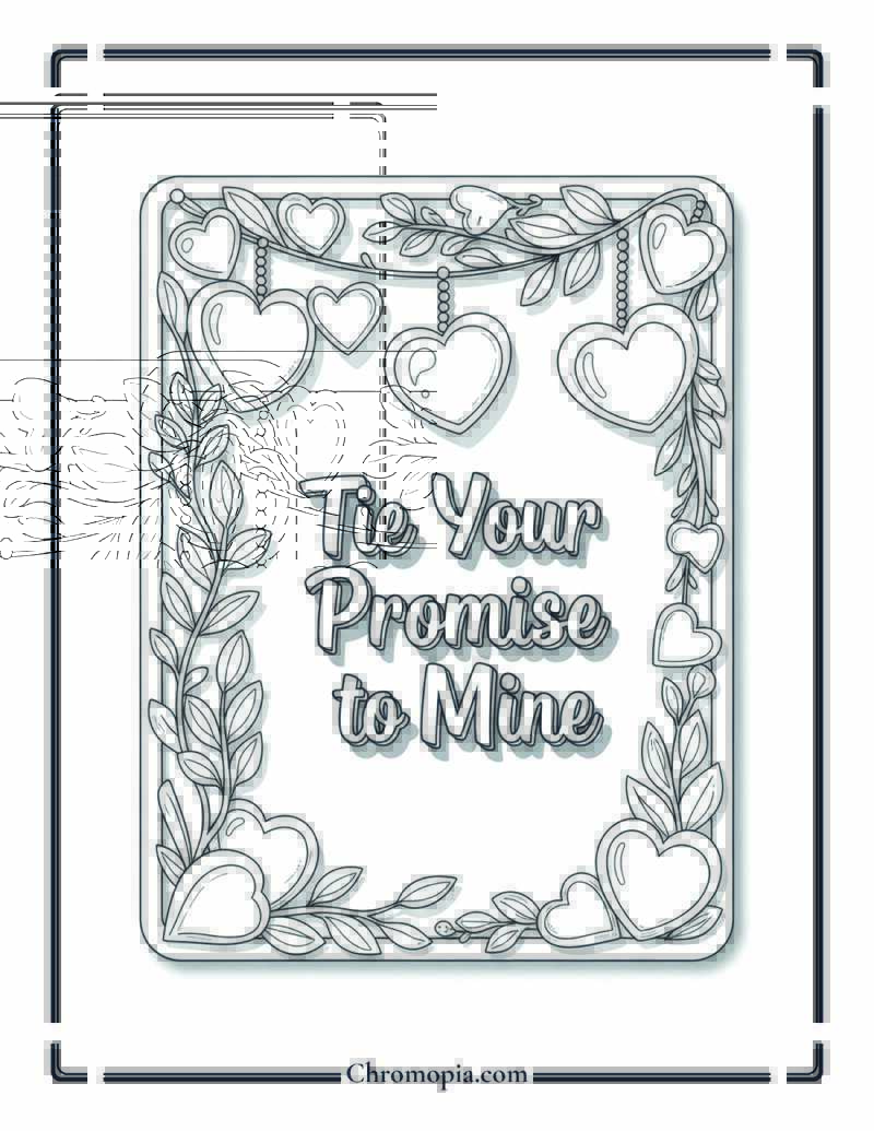 Heart Garland Promise Card Coloring Sheet