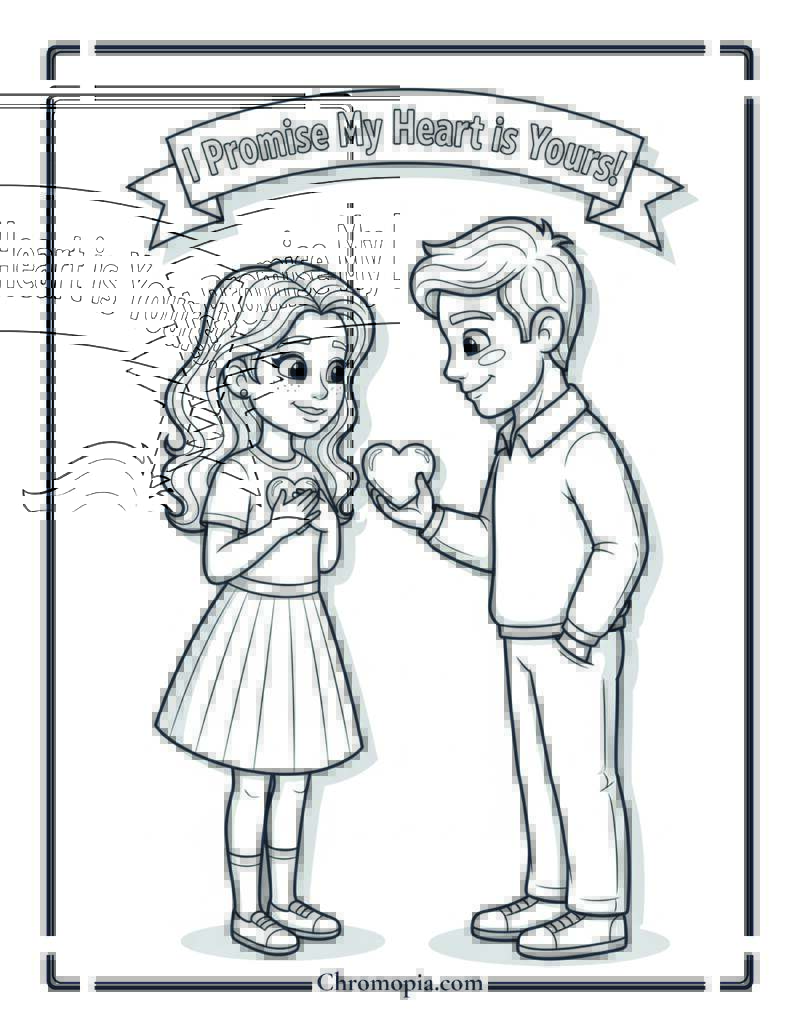Girl Making a Heart Promise Coloring Page