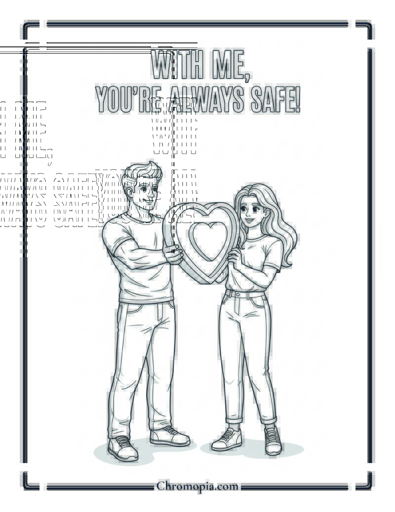 Rugged Man Presenting Promise Shield Coloring Page