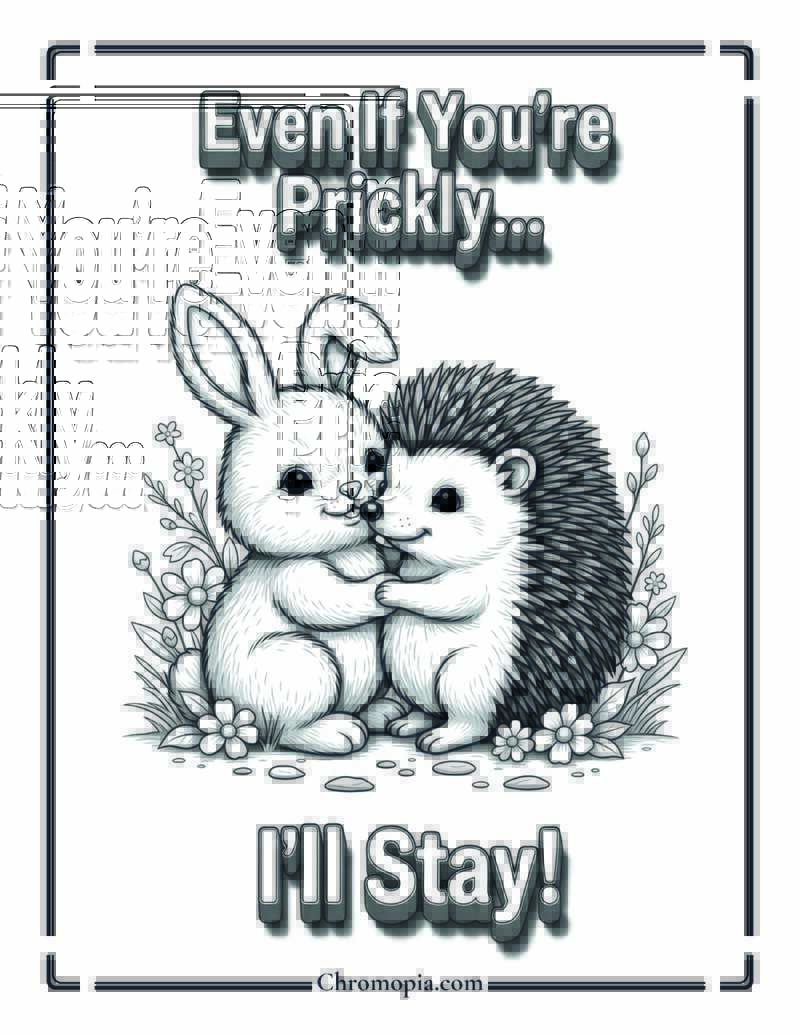 Hedgehog & Bunny Hug Promise Coloring Sheet