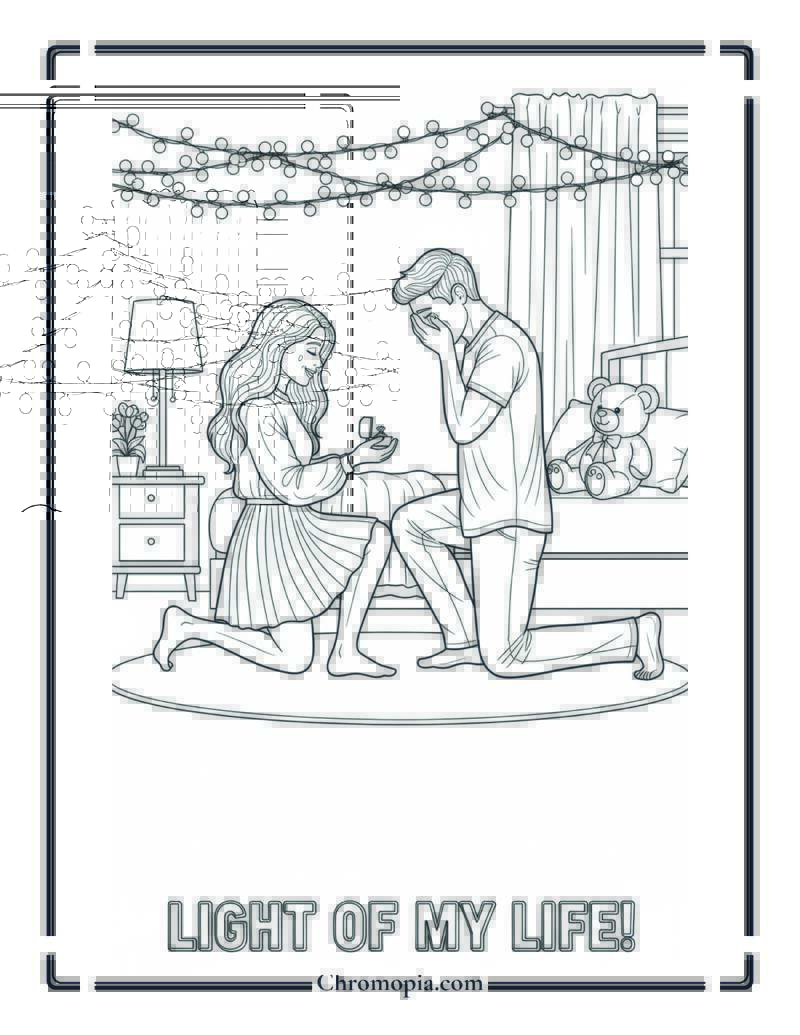 Fairy Light Bedroom Proposal Coloring Sheet