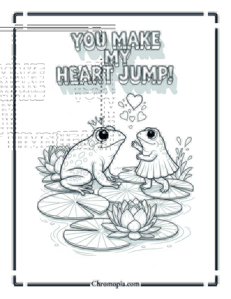 Frog Prince Lily Pad Proposal Coloring Page