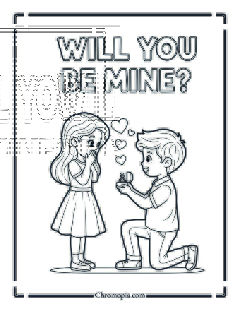 will you be mine proposal coloring page