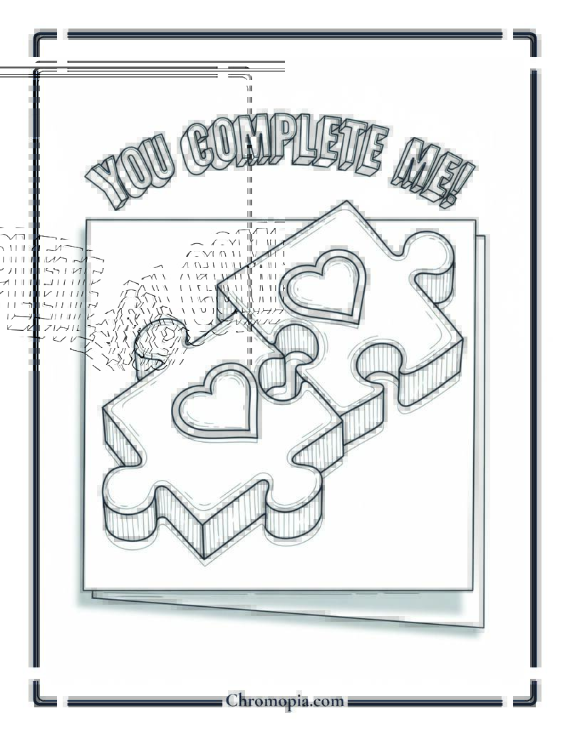 Puzzle Piece Perfect Match Card Coloring Page