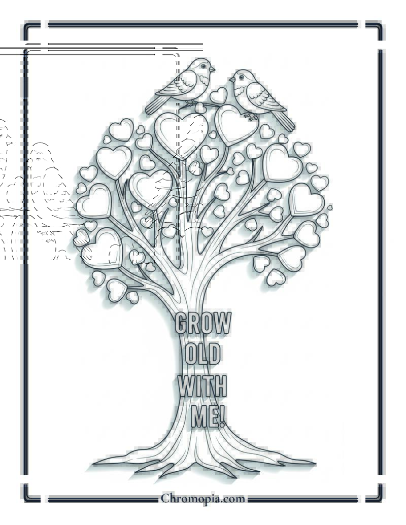 Tree of Love Growth Card Coloring Sheet