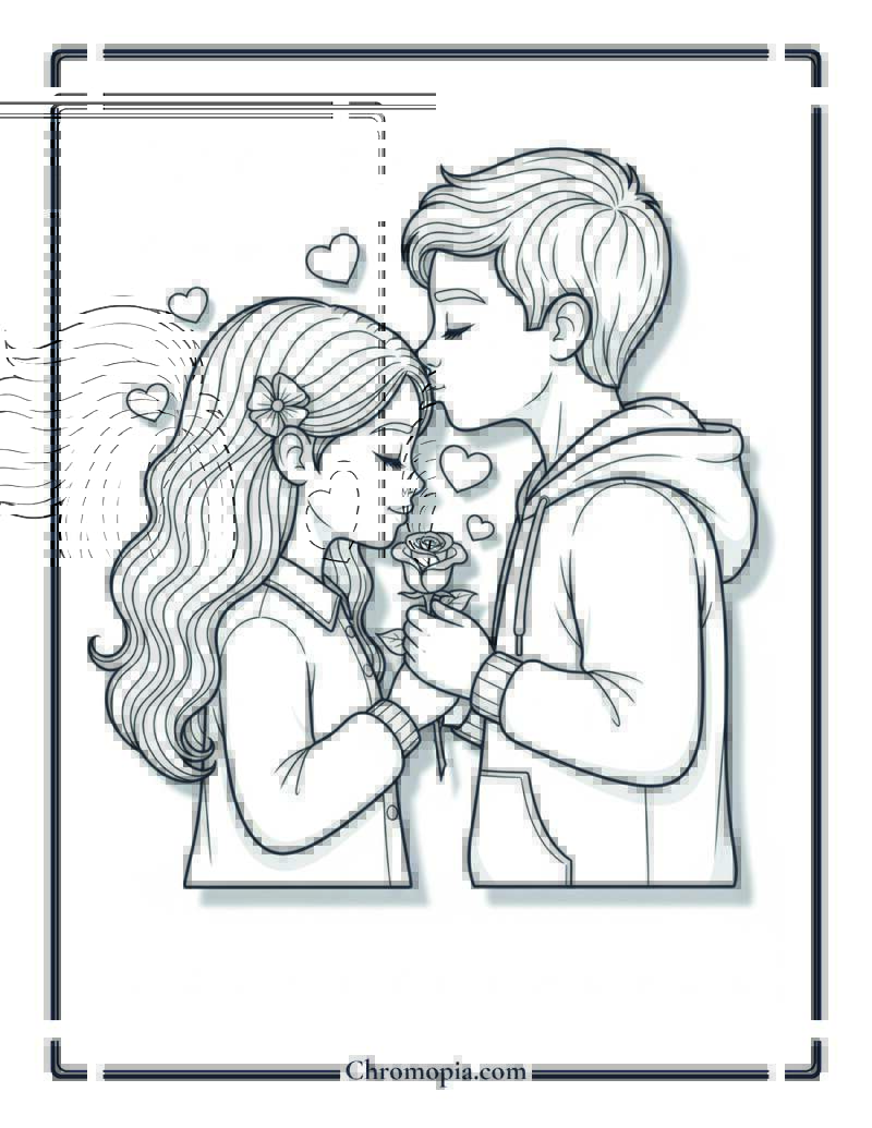 Forehead Kiss Moment Coloring Page