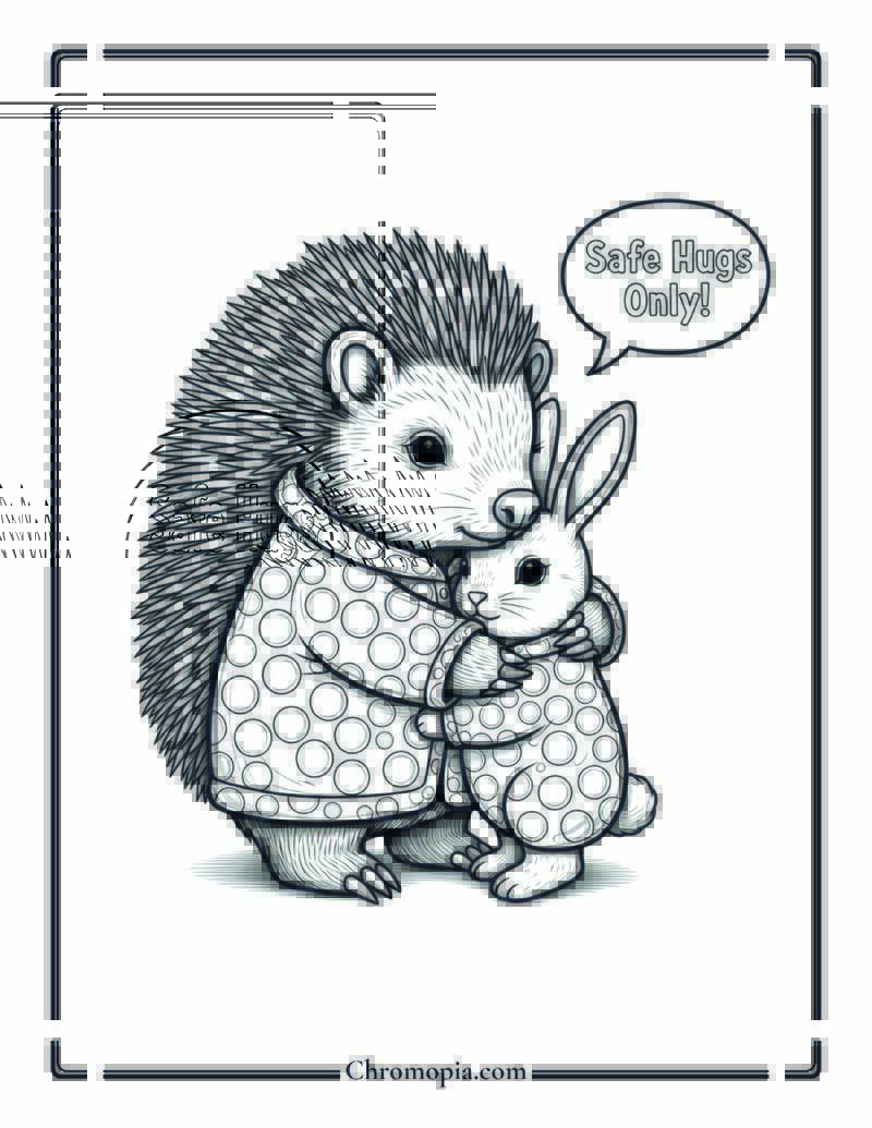 Porcupine Safety Hug Coloring Sheet