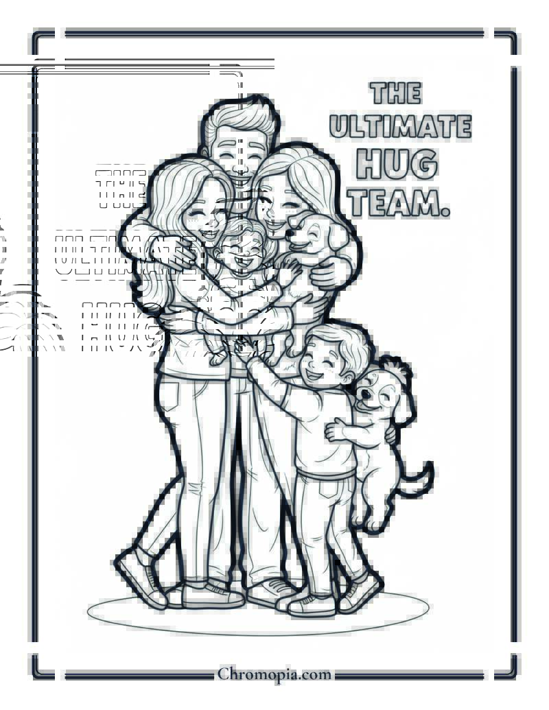 Cuddle Squad Family Hug Coloring Sheet