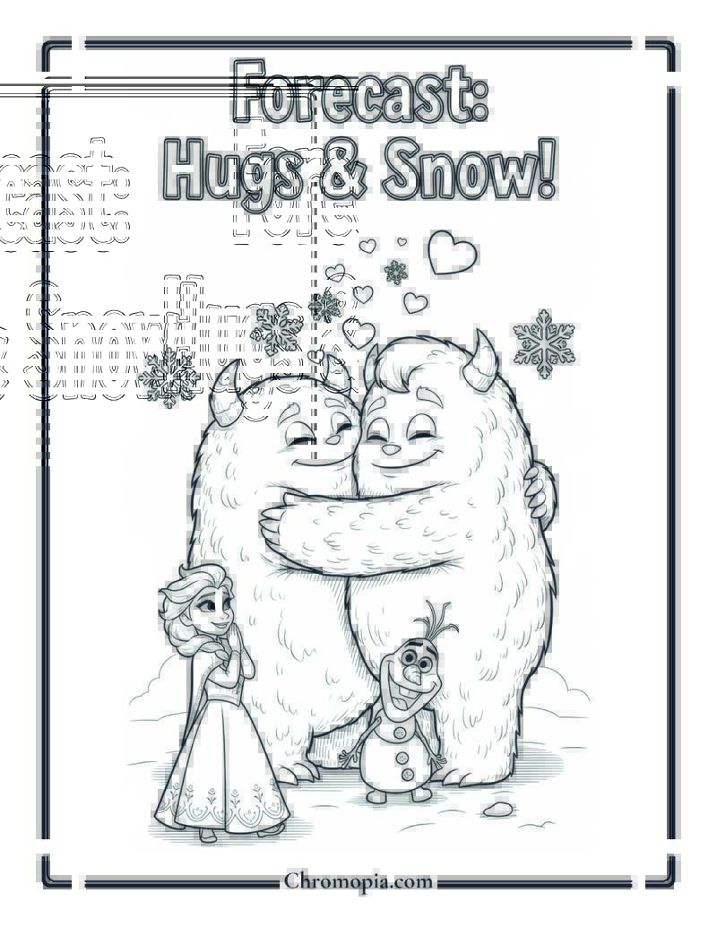 Cloud Monsters + Elsa Snowy Hug Coloring Sheet
