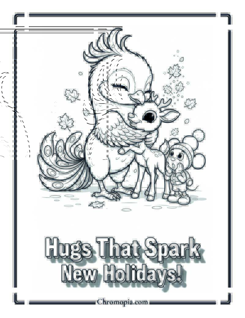 Phoenix Rebirth + Rudolph Holiday Hug Coloring Sheet