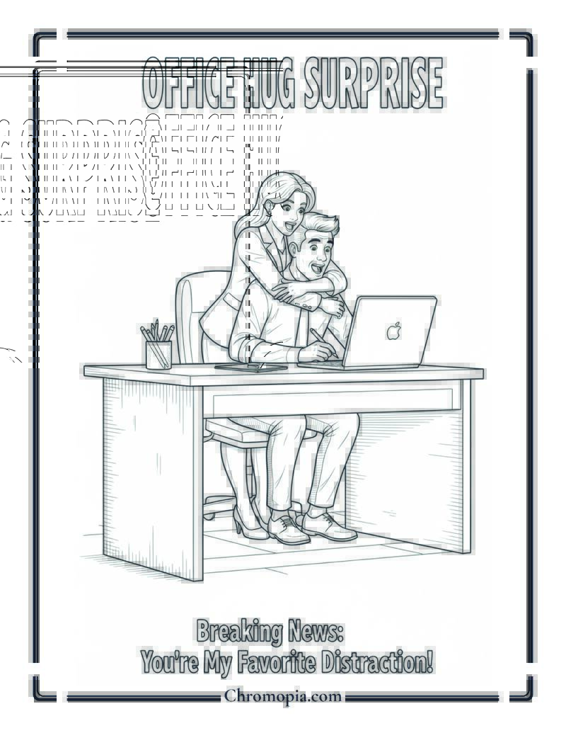 Office Hug Surprise Coloring Sheet