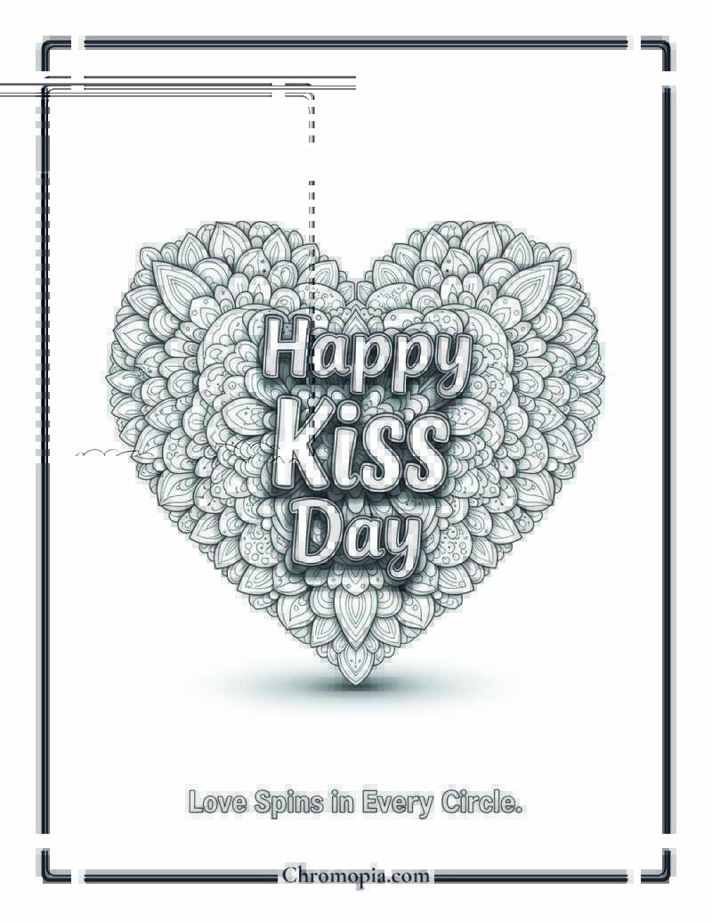 Mandala Heart Kiss Card Coloring Sheet