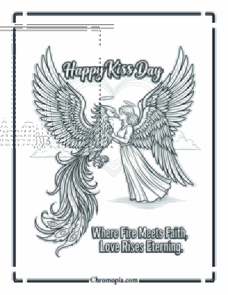 Phoenix & Angel Kiss of Light Coloring Sheet