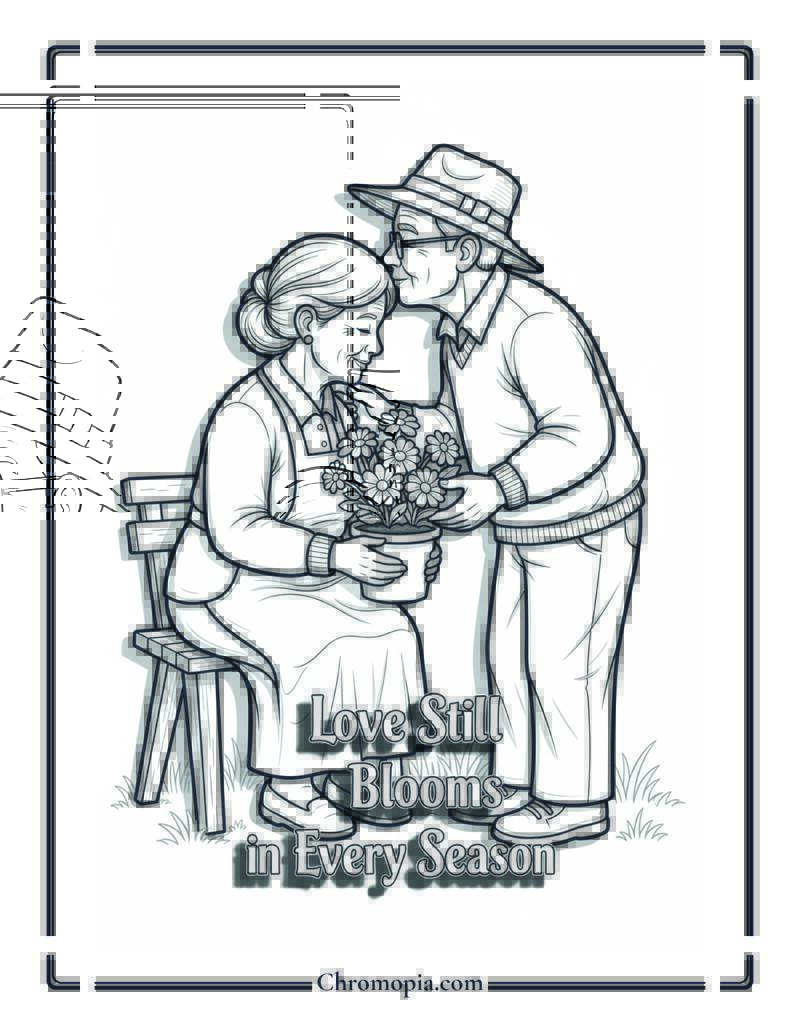 Garden Kiss of Time Coloring Sheet