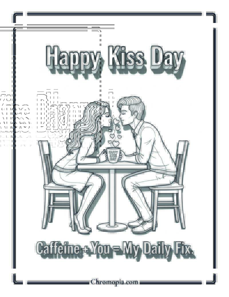 Coffee Shop Kiss Surprise Coloring Sheet