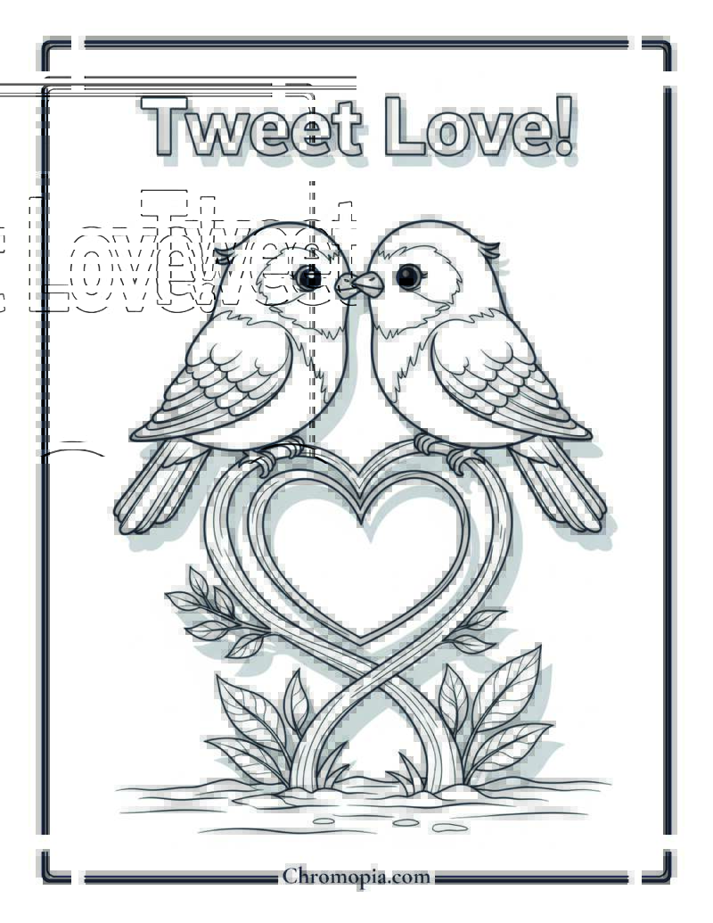 Birdie Beak Kiss Coloring Sheet