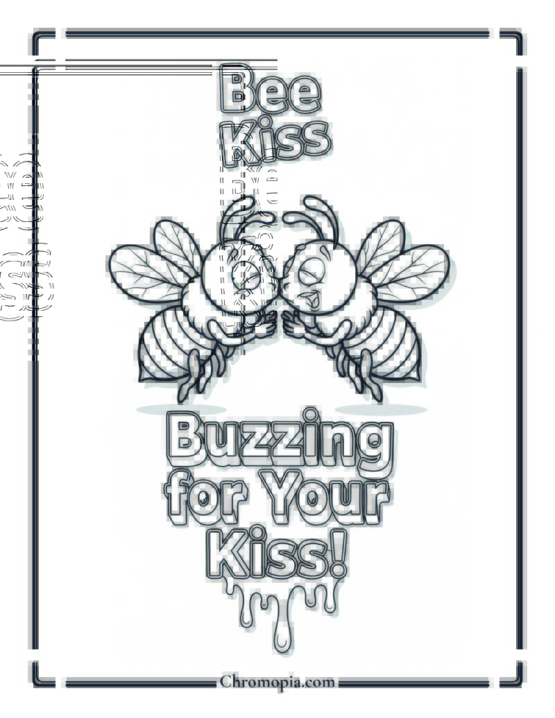 Funny Bee Kiss Coloring Sheet