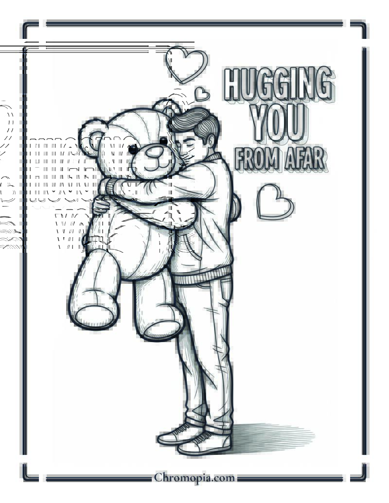 Teddy and Long-Distance Love Coloring Page